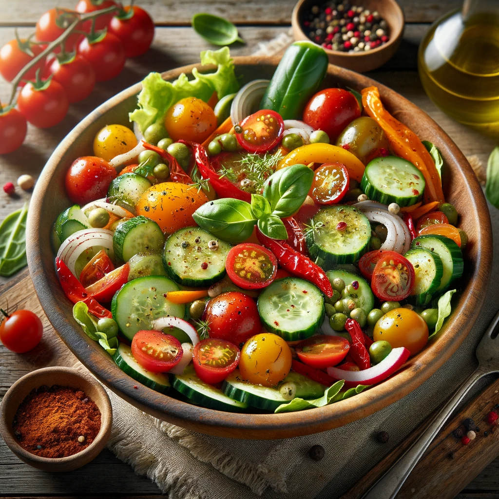 Kichererbsensalat mit buntem Gemüse